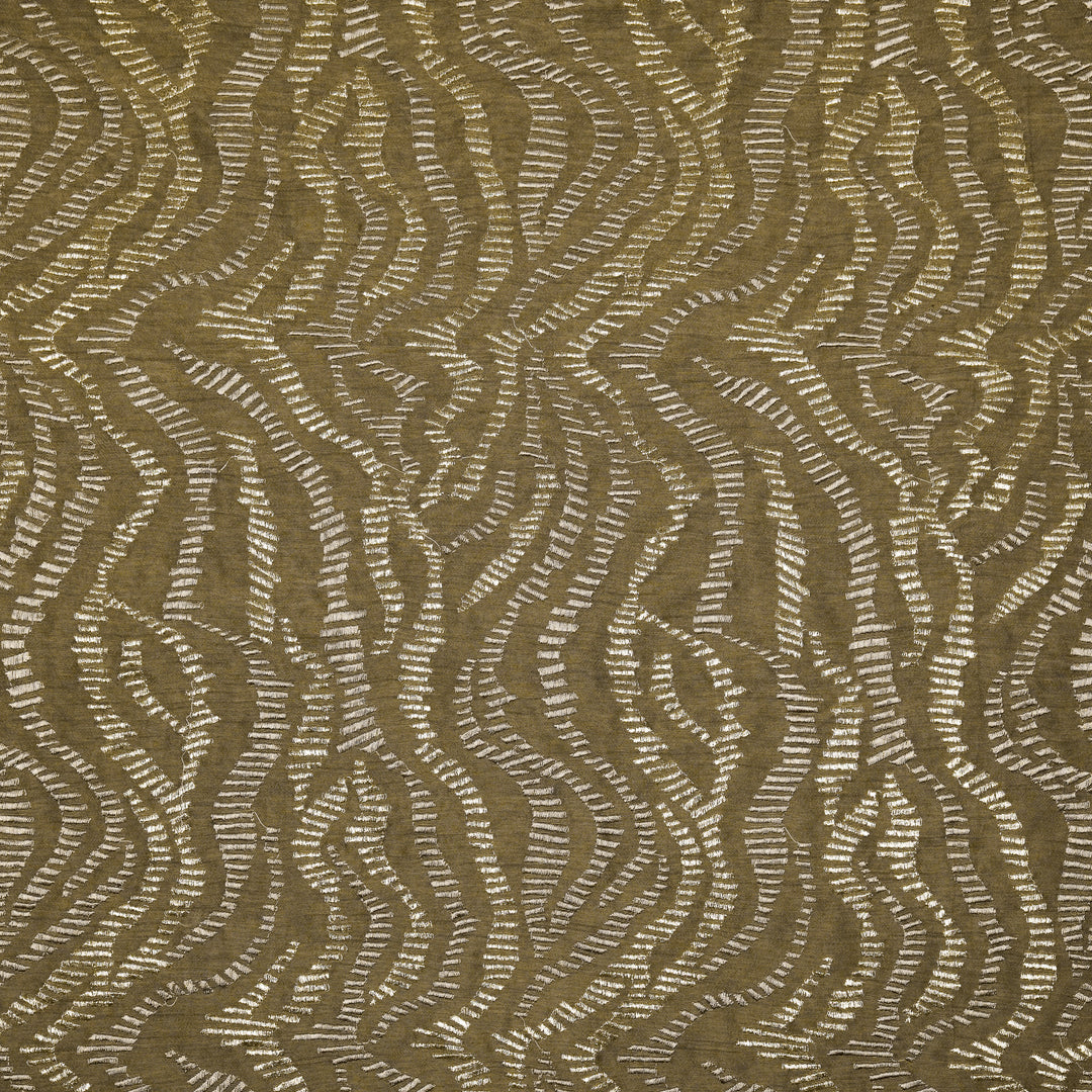 Lehar Jaal on Mouse Semi Raw Silk Embroidered Fabric