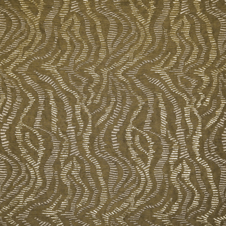 Lehar Jaal on Mouse Semi Raw Silk Embroidered Fabric