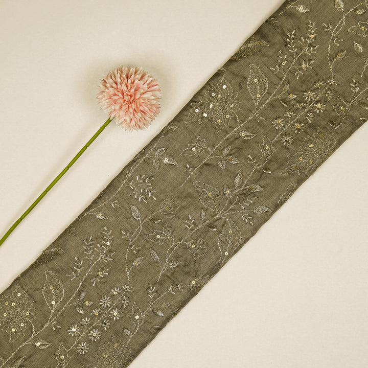 Maysa Jaal On Mouse Tussar Silk Embroidered Fabric