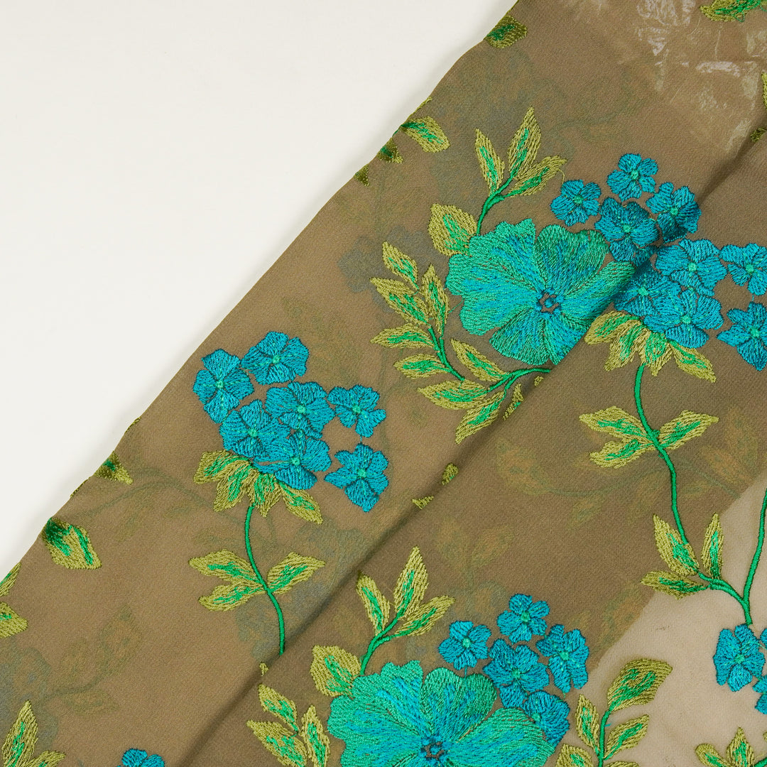 Kushali Jaal on Mouse Semi Georgette Embroidered Fabric