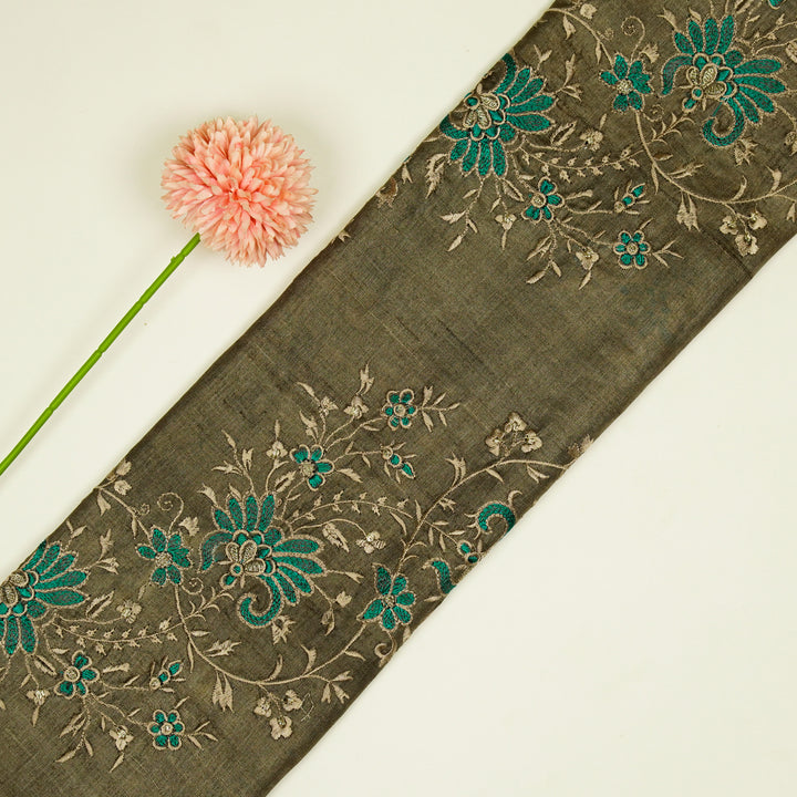 Shamsa Jaal On Mouse Tussar Silk Embroidered Fabric