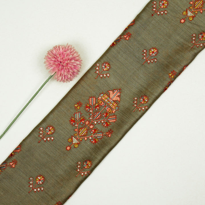 Rafa Mix Buta on Mouse Luxe Silk Chanderi Embroidered Fabric