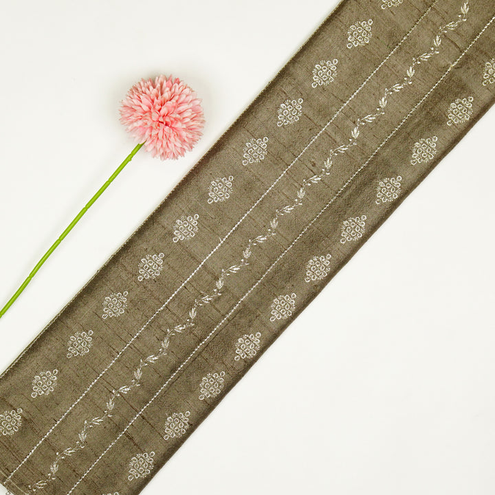 Akaar jaal on Mouse Raw Silk Embroidered Fabric