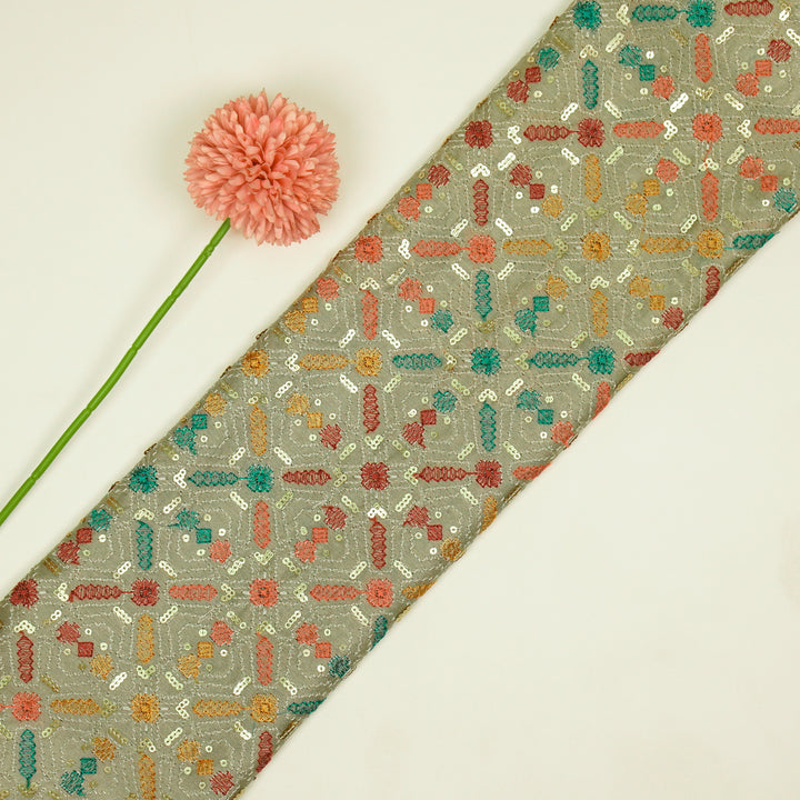 Chitrangi Jaal on Mouse Luxe Silk Chanderi Embroidered Fabric