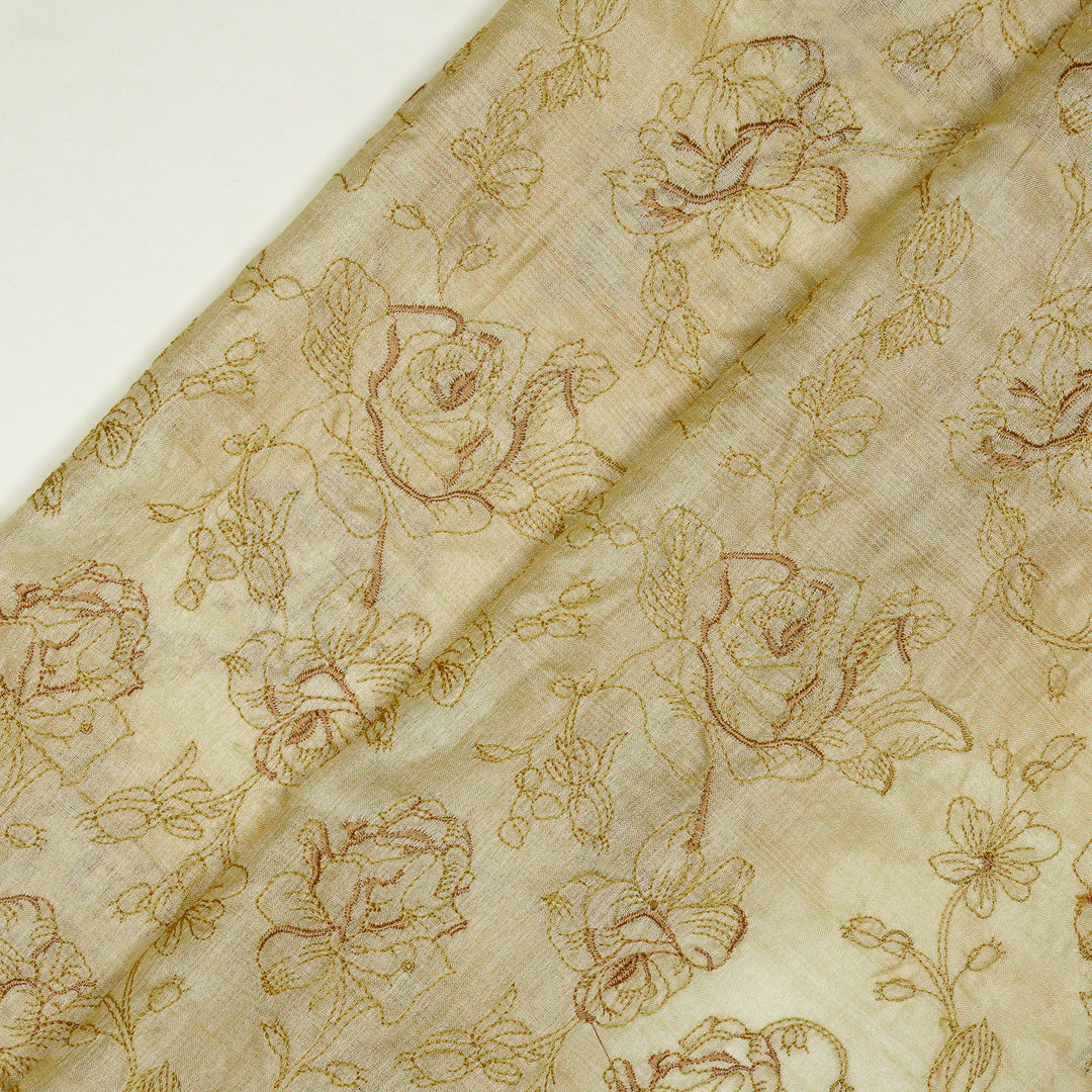 Gulika Jaal on Natural/Beige Munga Silk Embroidered Fabric