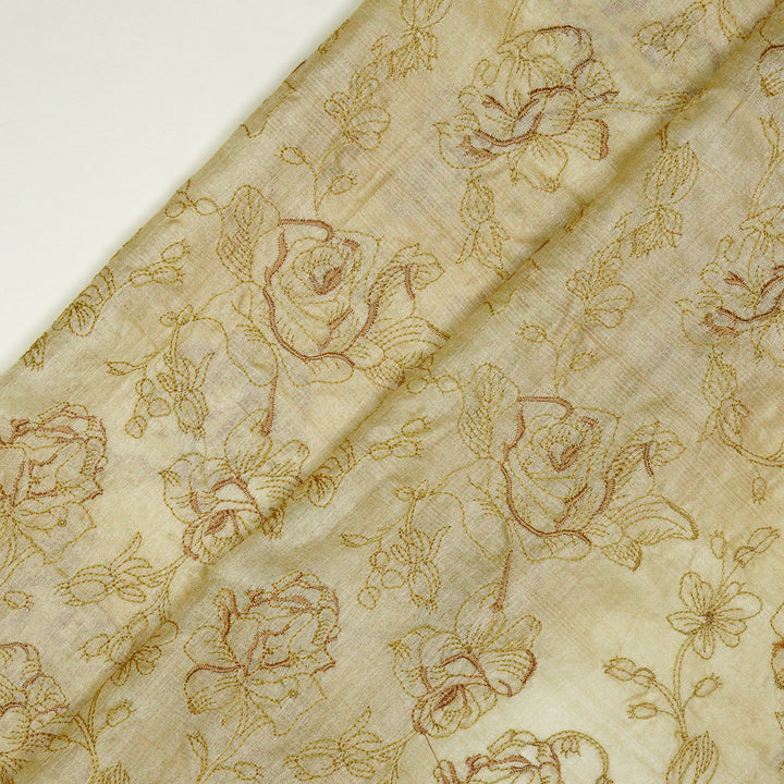 Gulika Jaal on Natural/Beige Munga Silk Embroidered Fabric