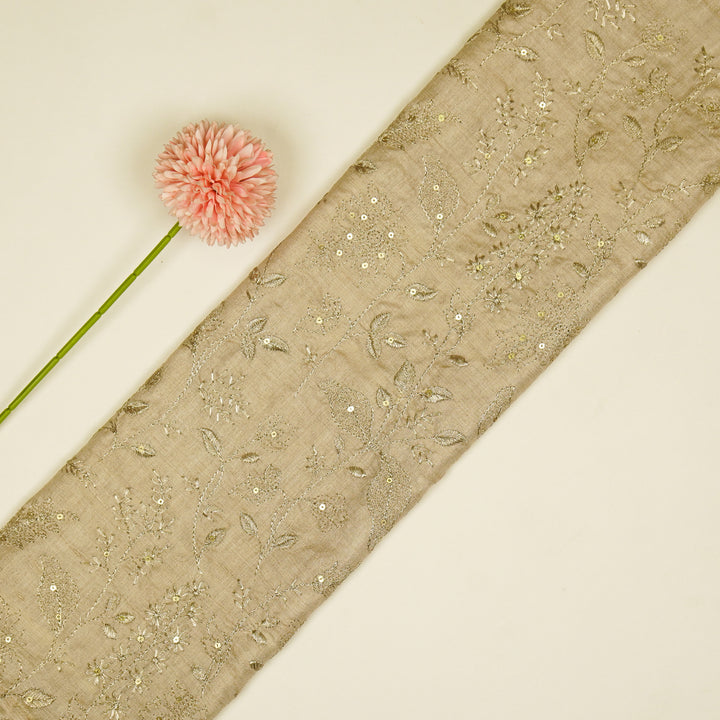 Maysa Jaal On Natural Tussar Silk Embroidered Fabric