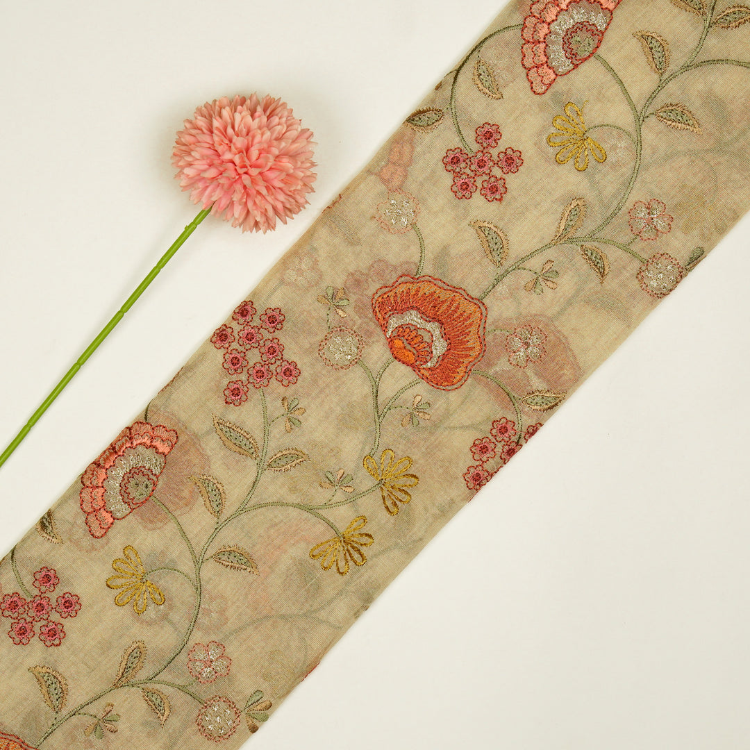 Zarifa Jaal on Natural Tissue Embroidered Fabric