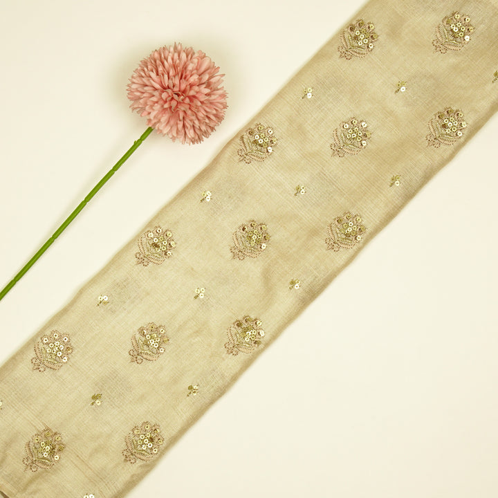 Naaz Buti On Natural Tussar Silk Embroidered Fabric