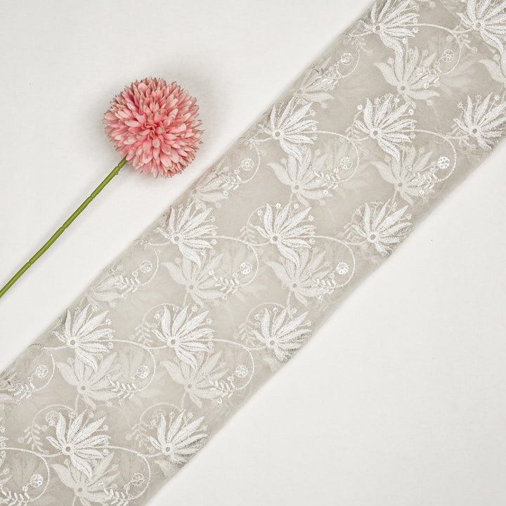 Kaaya Jaal on Natural Ivory Silk Organza Embroidered Fabric