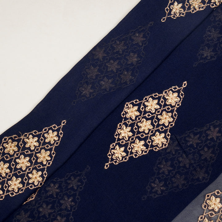 Aseela Buta on Navy Blue Semi Georgette Embroidered Fabric