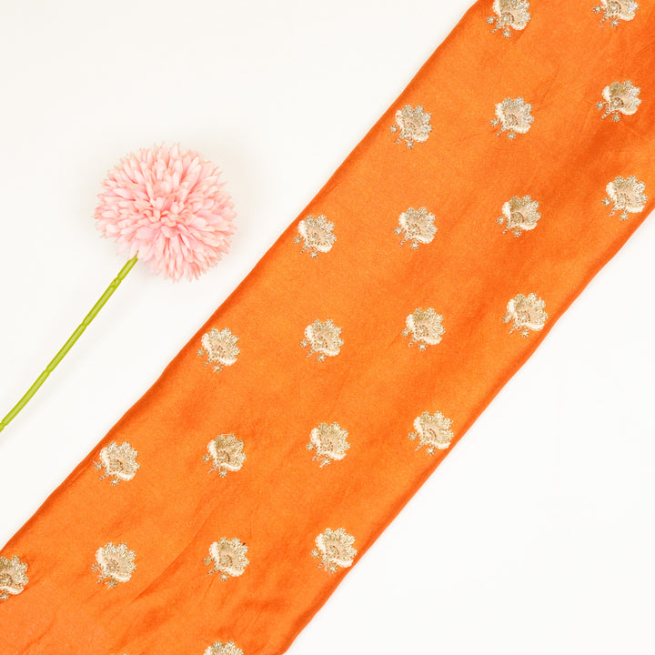 Hemika Buti on Neon Orange Silk Chanderi Embroidered Fabric