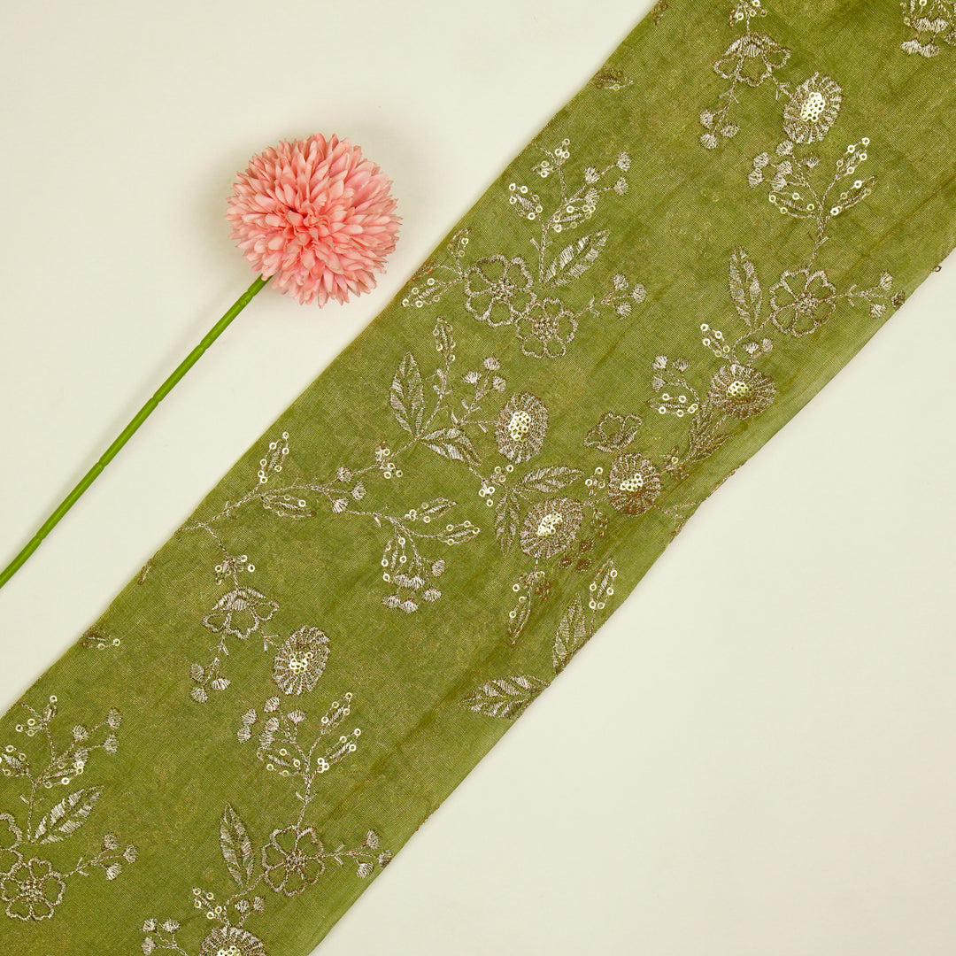 Elira Jaal on Olive Tissue Embroidered Fabric