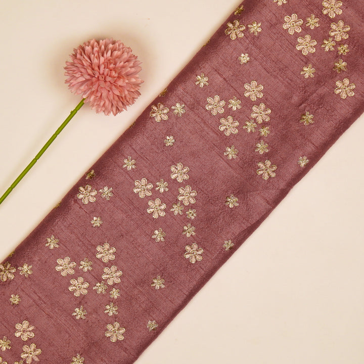 Afnan Buti on Onion Pink Raw Silk Embroidered Fabric