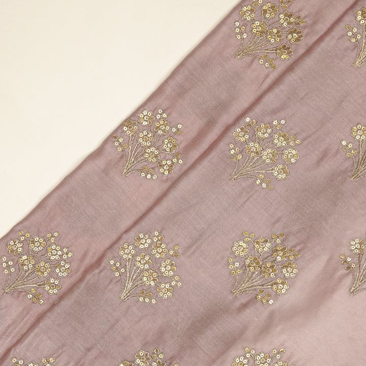 Warda Buta on Onion Pink Silk Chanderi Embroidered Fabric
