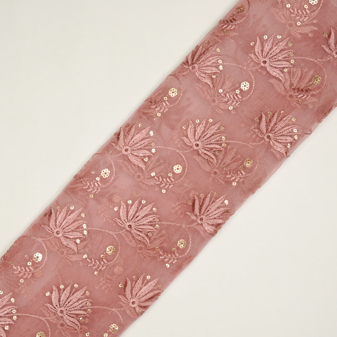 Kaaya Jaal on Onion Silk Organza Embroidered Fabric