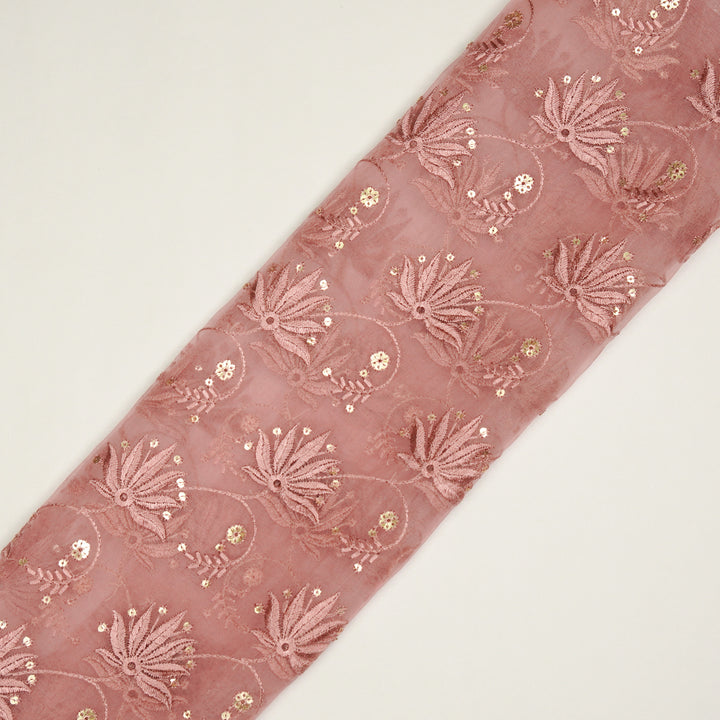 Kaaya Jaal on Onion Silk Organza Embroidered Fabric