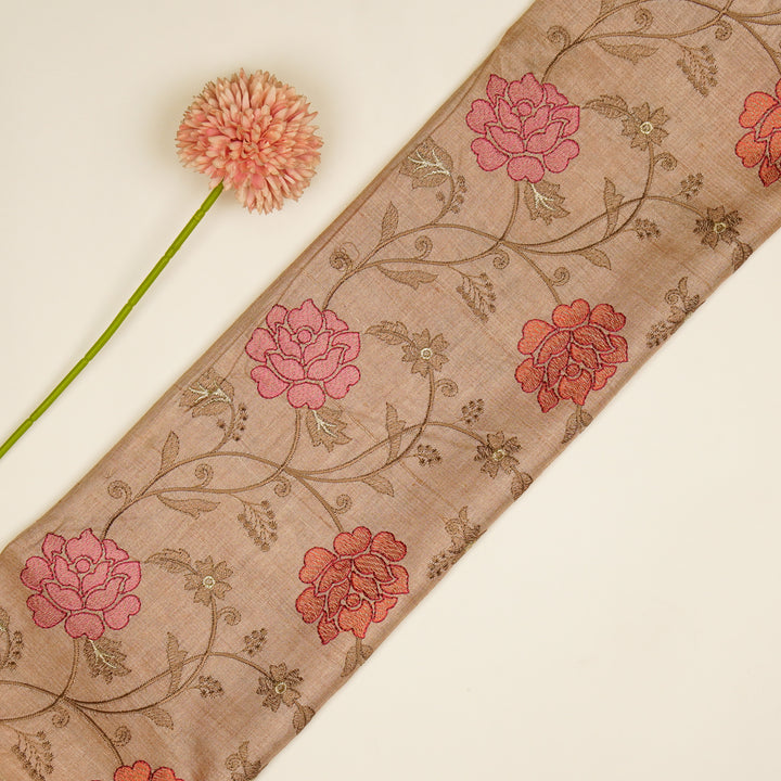 Reemah Jaal On Onion Tussar Silk Embroidered Fabric