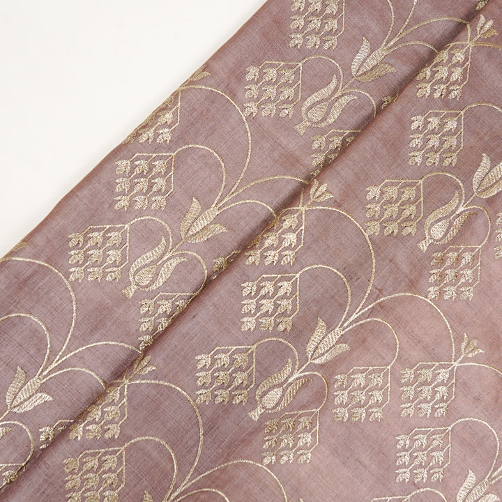 Bushra Jaal On Onion Tussar Silk Embroidered Fabric