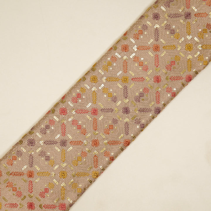 Chitrangi Jaal on Onion Luxe Silk Chanderi Embroidered Fabric