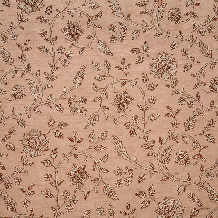Vrita Jaal on Onion Semi Raw Silk Embroidered Fabric