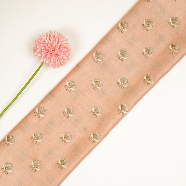 Hemika Buti on Peach Silk Chanderi Embroidered Fabric