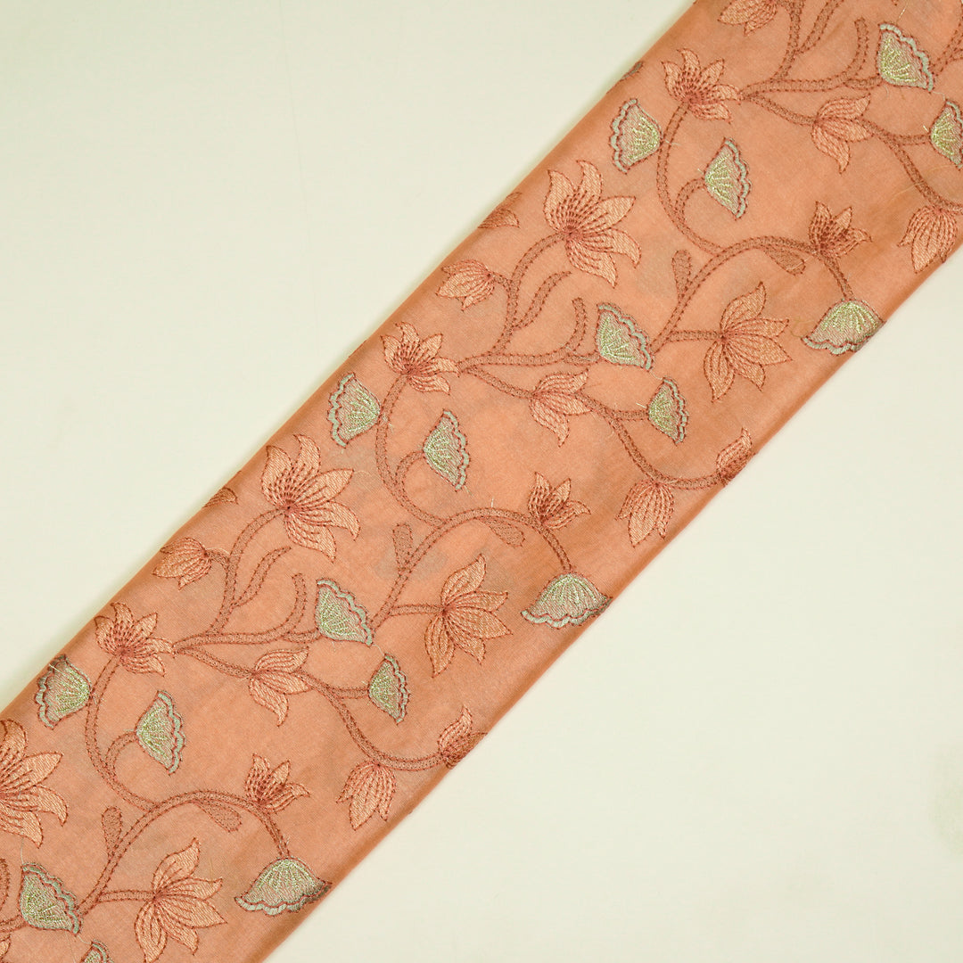Manjusha Jaal on Peach Luxe Silk Chanderi Embroidered Fabric