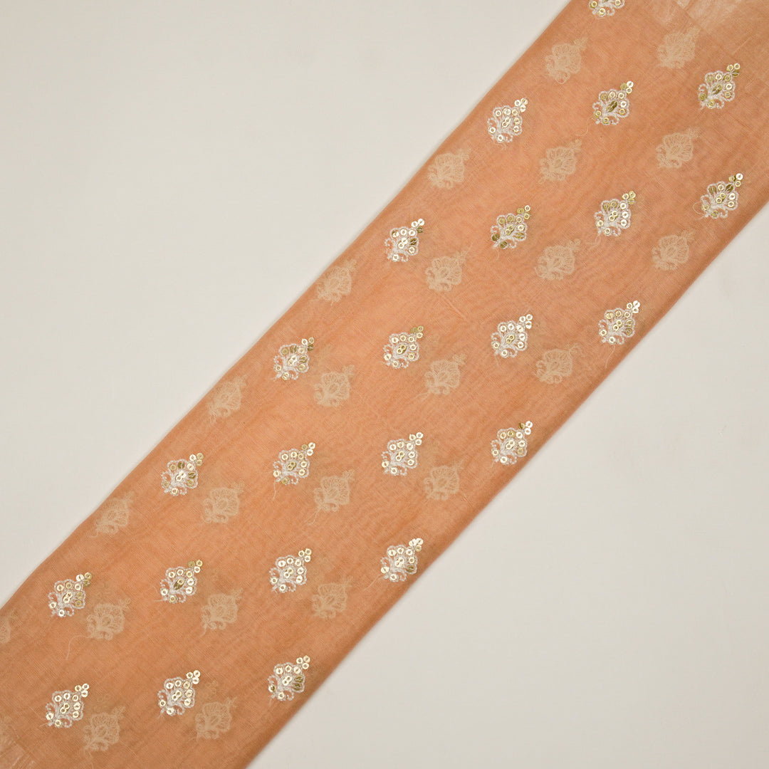 Yasira Buti on  Peach Cotton Silk Embroidered Fabric