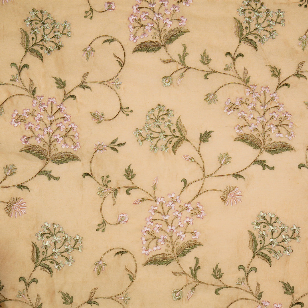 Taliba Jaal on Peach Silk Chanderi Embroidered Fabric