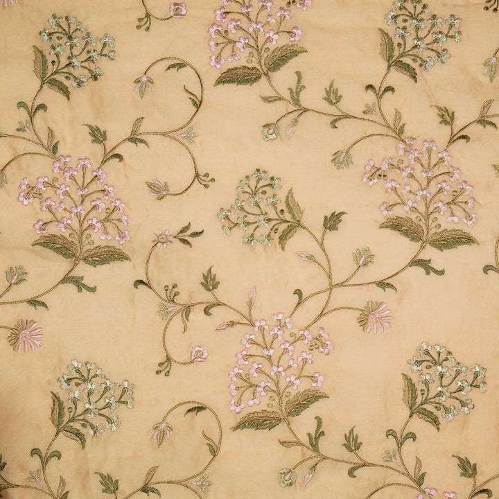 Taliba Jaal on Peach Silk Chanderi Embroidered Fabric