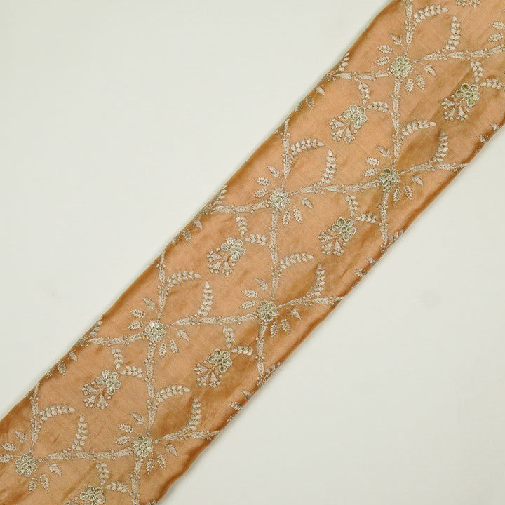 Trishika Jaal on Peach Silk Chanderi Embroidered Fabric