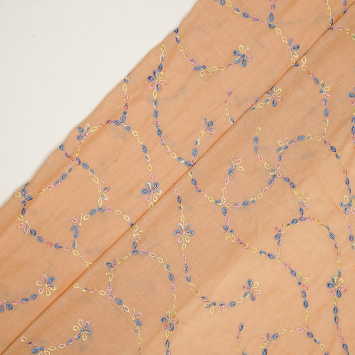 Ayla Jaal on Peach Cotton Linen Embroidered Fabric
