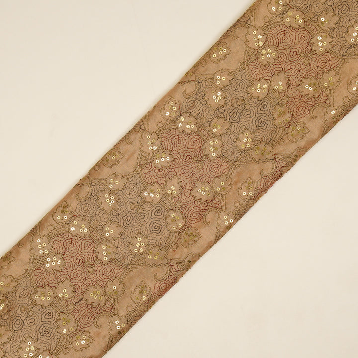 Kashida Jaal on Peach Luxe Silk Chanderi Embroidered Fabric