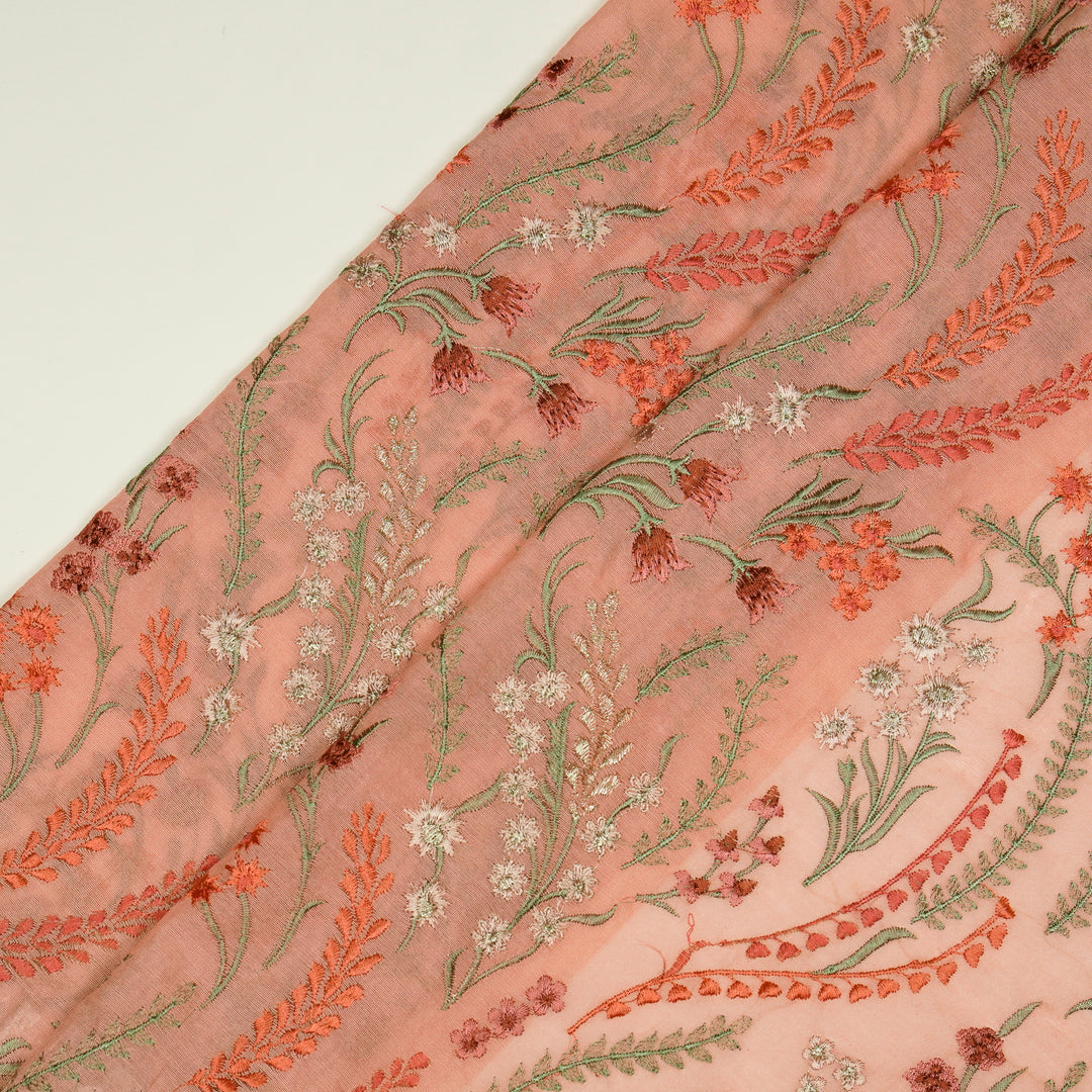 Zumra Jaal on Peach Cotton Silk Embroidered Fabric