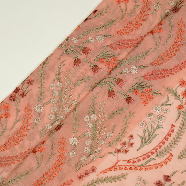 Zumra Jaal on Peach Cotton Silk Embroidered Fabric