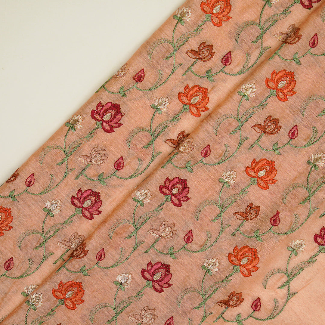 Madhurima Jaal on Peach Munga Silk Embroidered Fabric