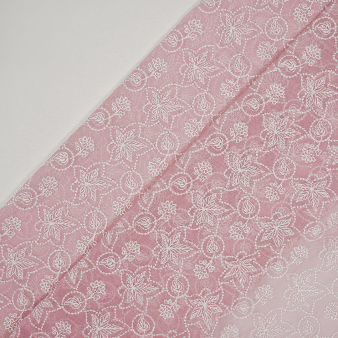 Ruchira Jaal on Pink Cotton Silk Embroidered Fabric