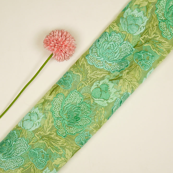 Elisha  Floral Jaal on Pista Silk Organza