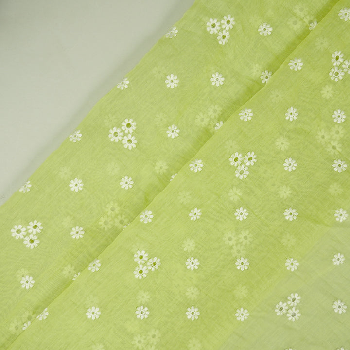 Riti Buti on Pista Cotton Silk Embroidered Fabric