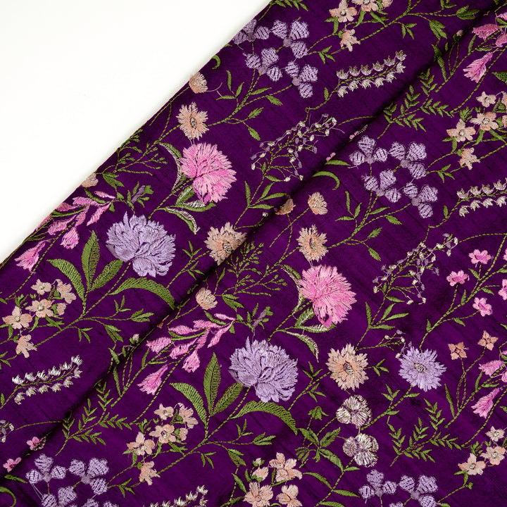 Mehvish Jaal on Purple Raw Silk Embroidered Fabric