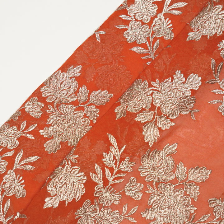 Amreen Jaal on Rust Semi Georgette Embroidered Fabric