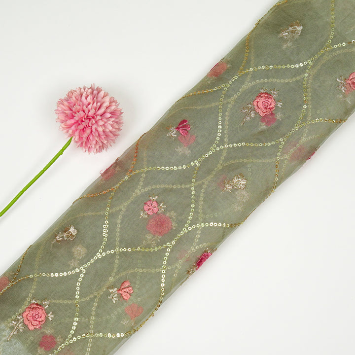 Rosha Jaal On Moss Green Semi Organza