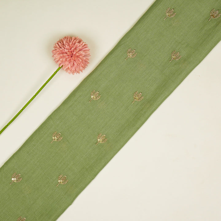 Sara Buti on Sea Green Tussar Chanderi Embroidered Fabric