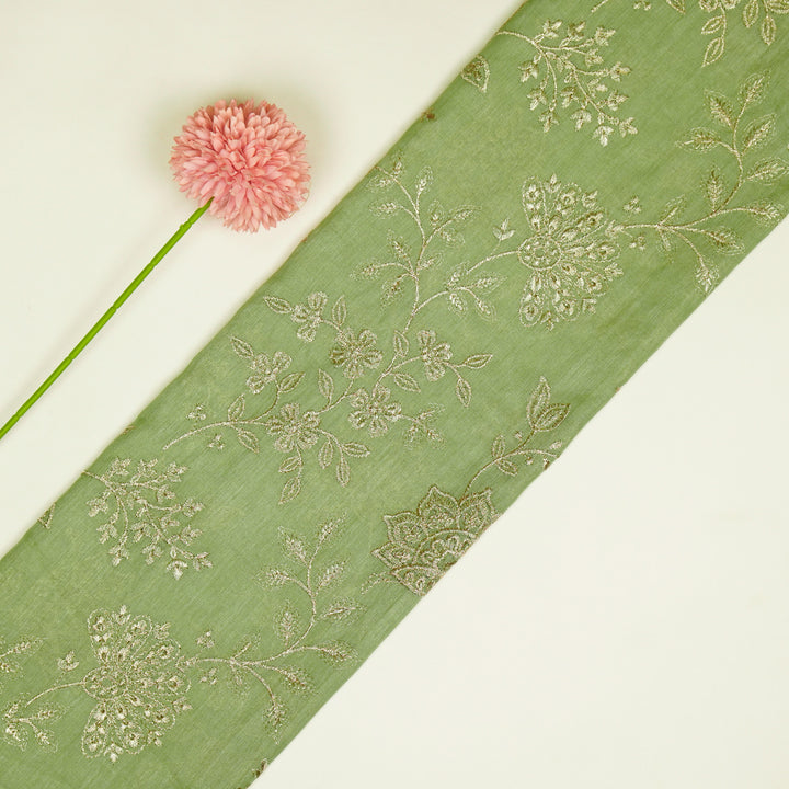 Sabira Jaal on Sea Green Tussar Chanderi Embroidered Fabric