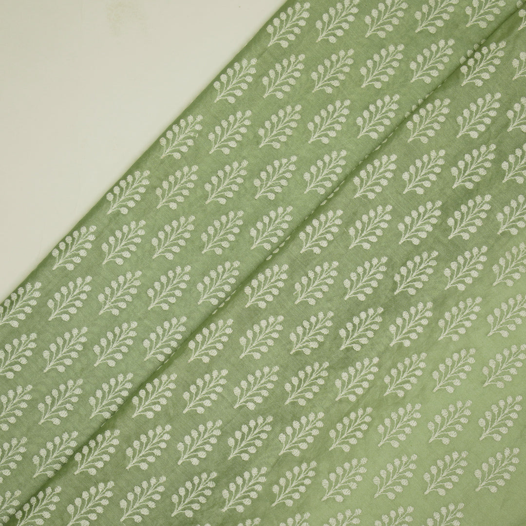 Vanika Buti on Sea Green Silk Chanderi Embroidered Fabric