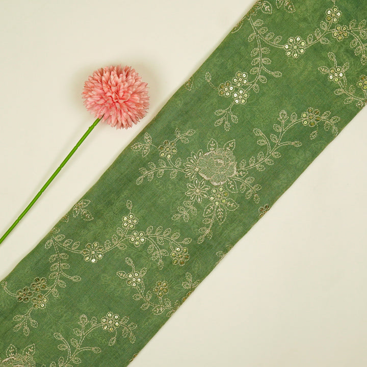 Jamira Jaal on Sea Green Tissue Embroidered Fabric