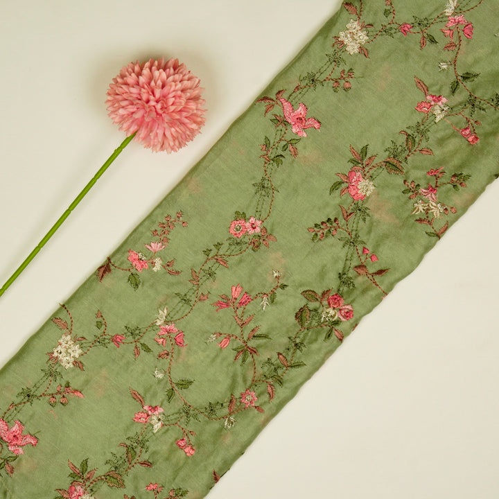 Ahlam Jaal on Sea Green Luxe Silk Chanderi Embroidered Fabric