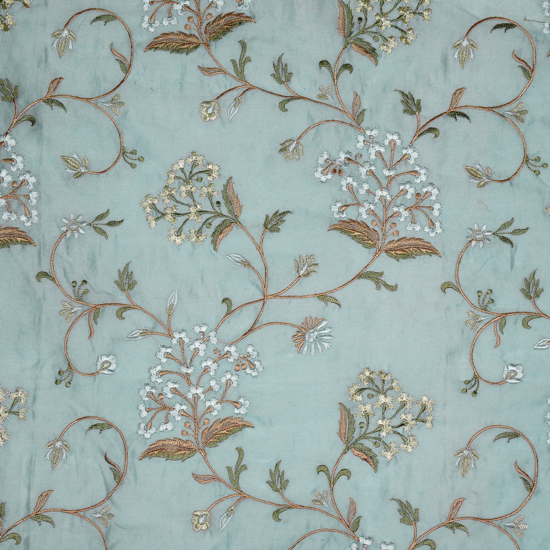 Taliba Jaal on Sky Silk Chanderi Embroidered Fabric