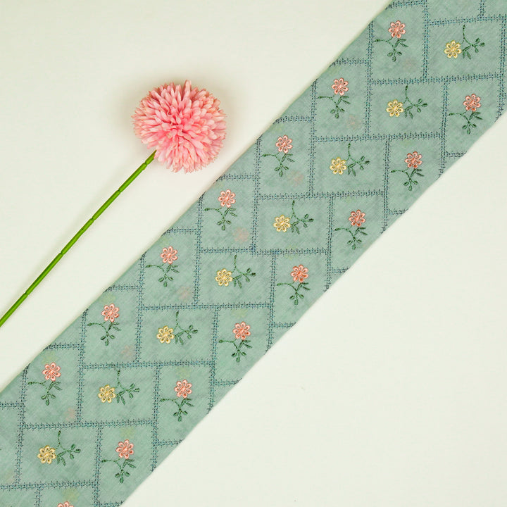 Tarika Jaal on Sky Blue  Malmal Embroidered Fabric