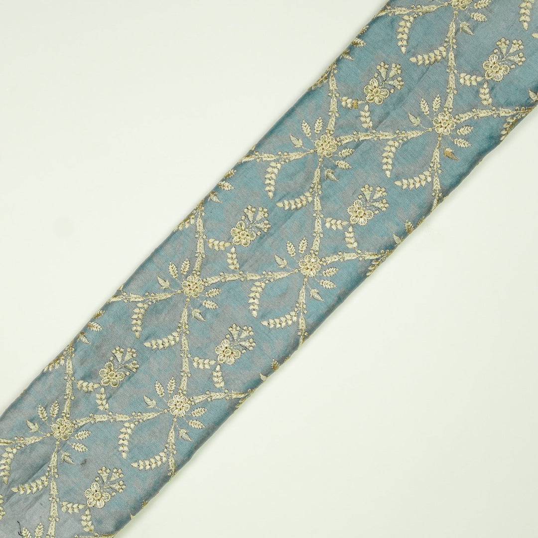 Trishika Jaal on Sky Blue Silk Chanderi Embroidered Fabric